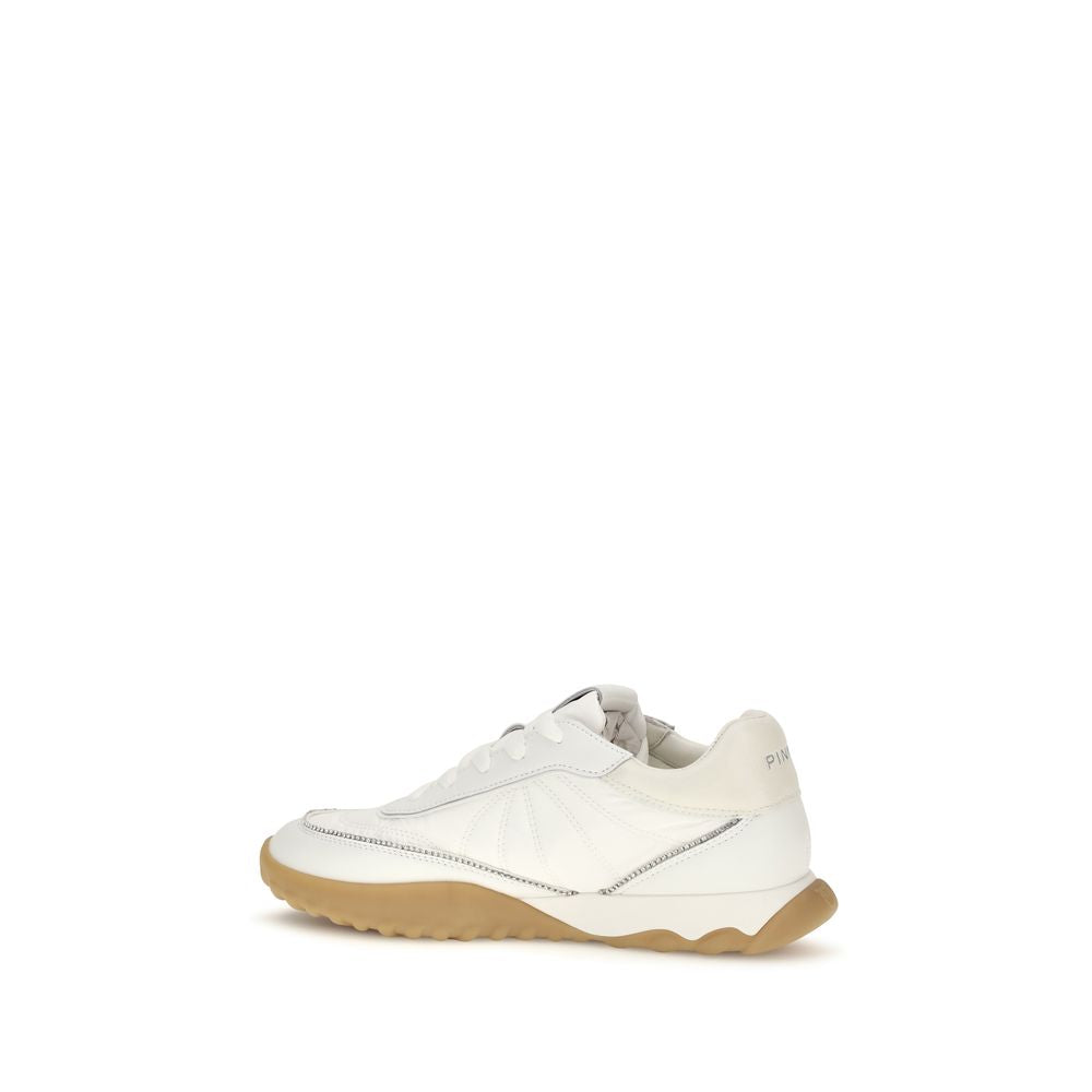 PINKO White Fabric Low Top Sneakers