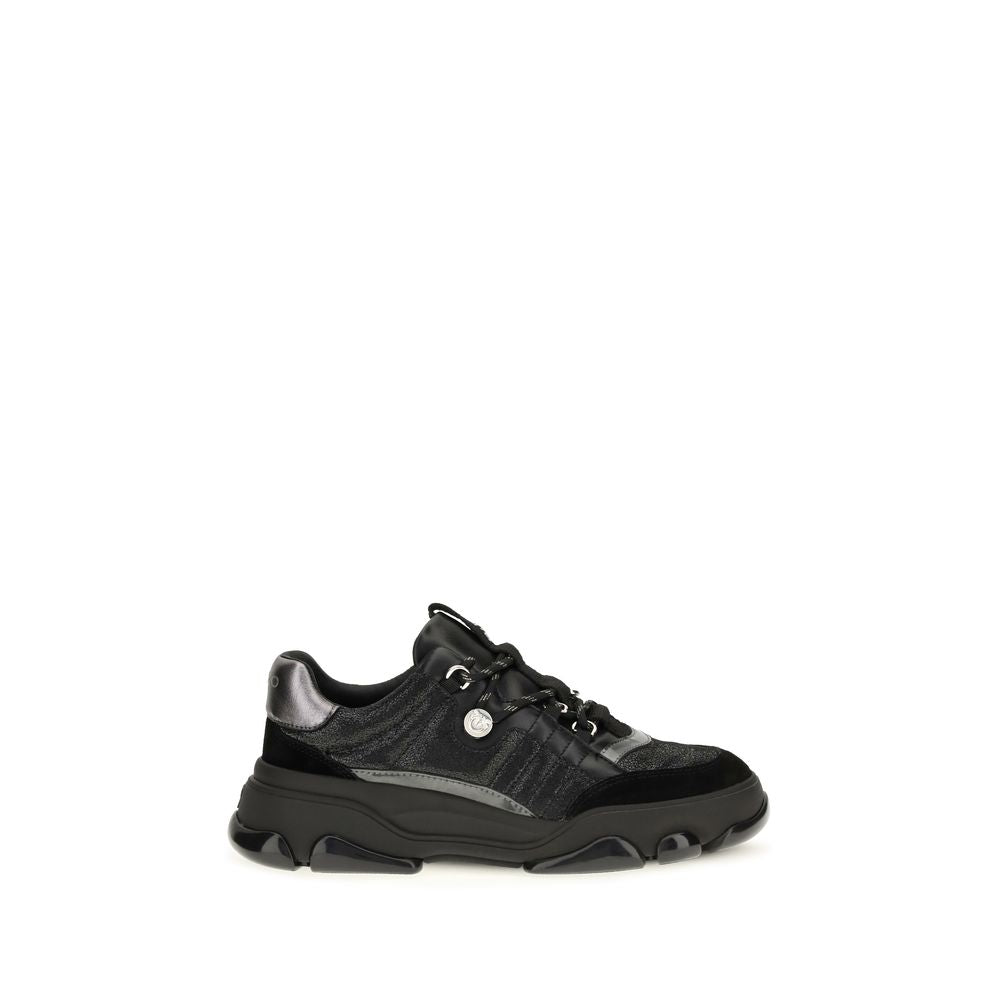PINKO Black Calf Leather Bos Taurus Chunky Sneakers