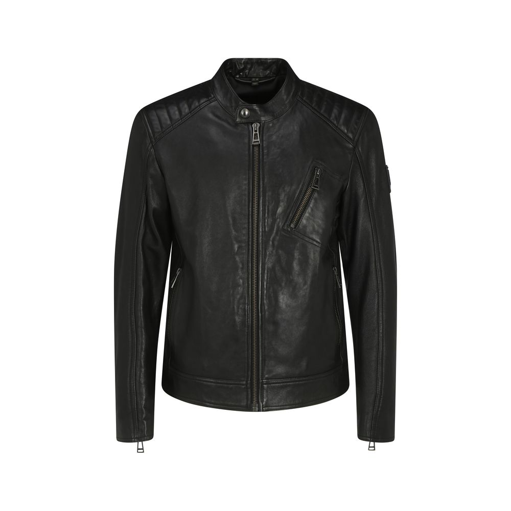 Belstaff Black Lamb Ovis Aries Leather Jacket