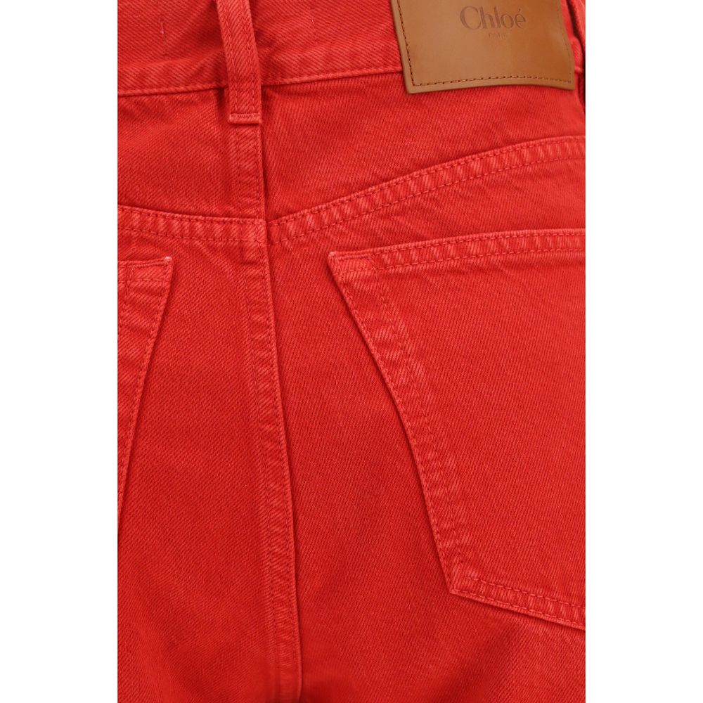 Chloé Red Cotton Casual Pants