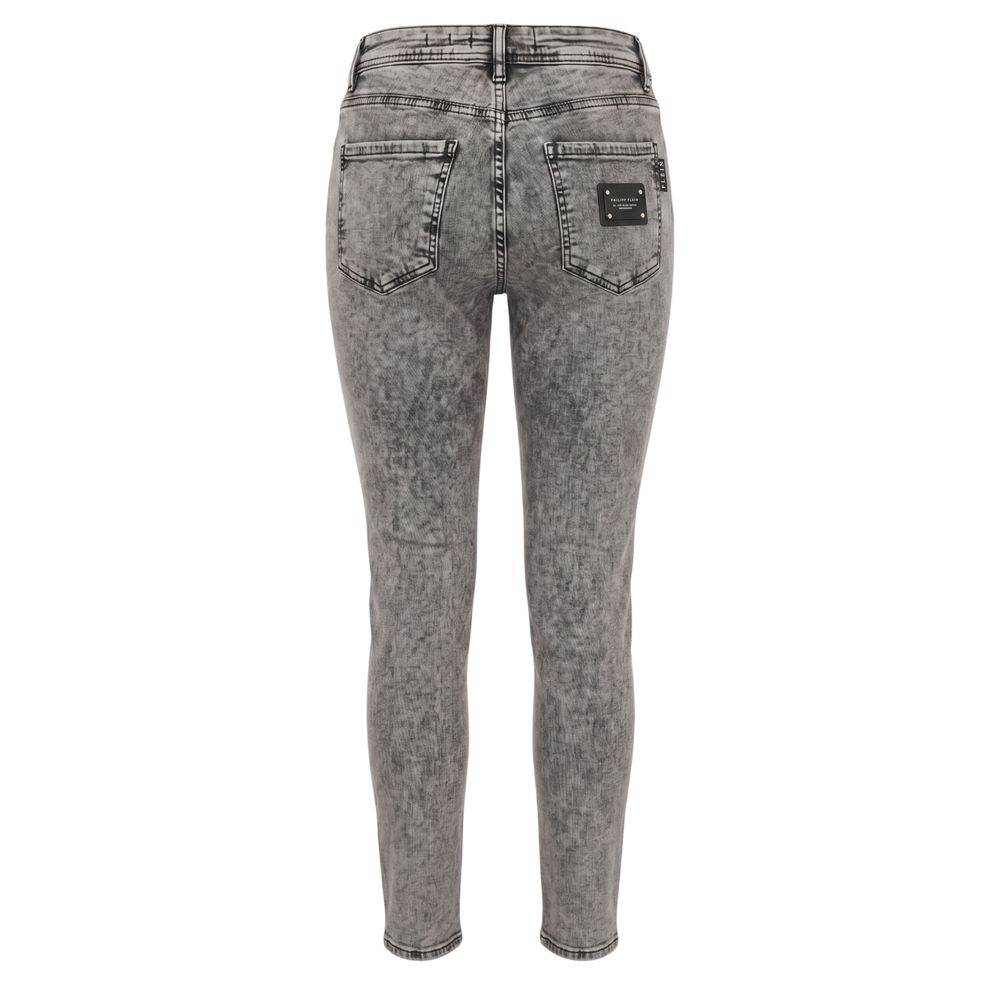 Philipp Plein Grey Cotton Women Jeans