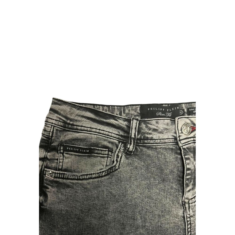 Philipp Plein Grey Cotton Women Jeans