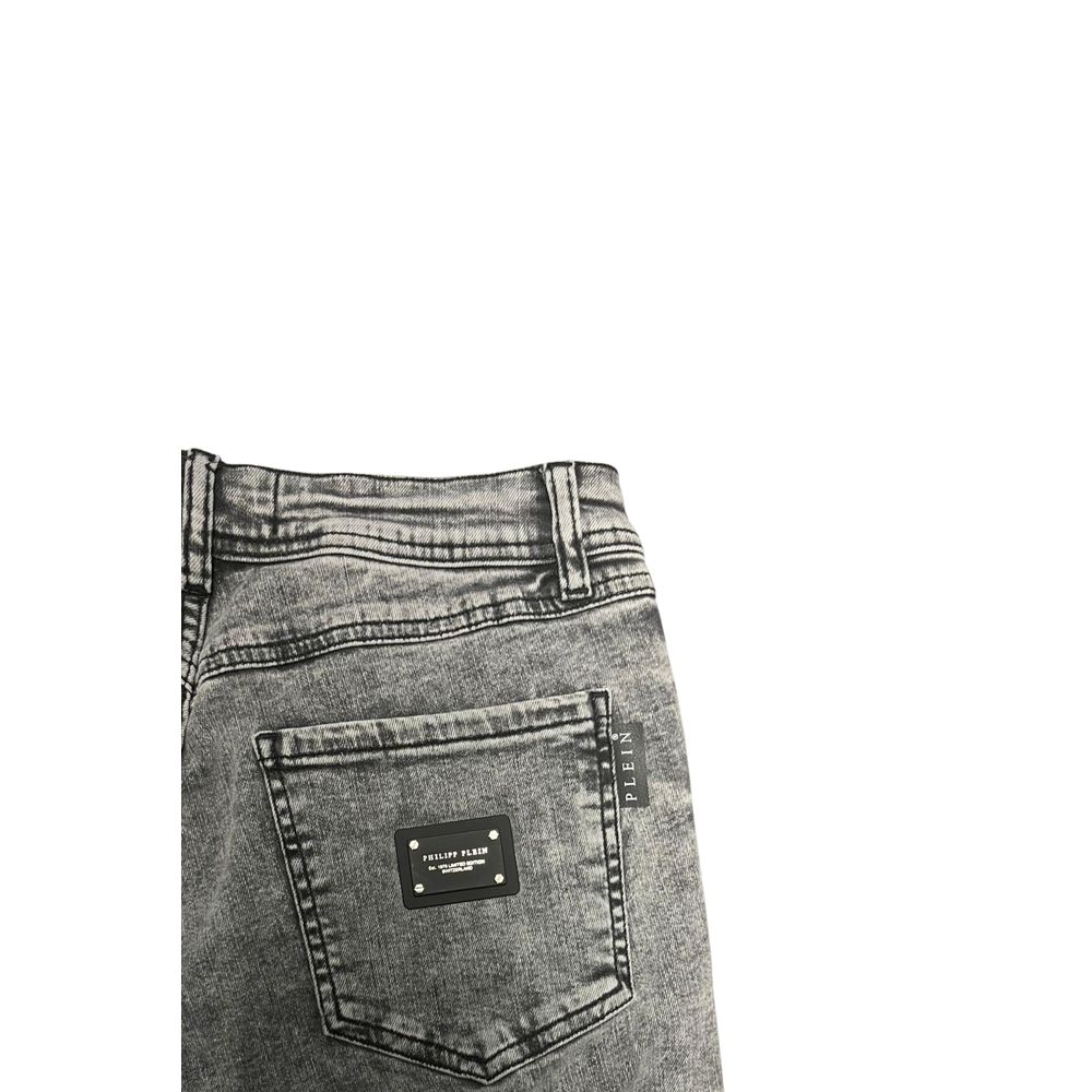 Philipp Plein Grey Cotton Women Jeans