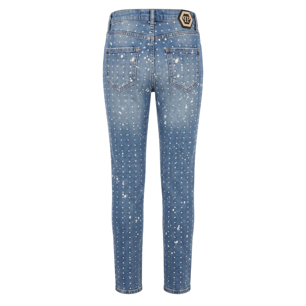 Philipp Plein Blue Cotton Women Jeans