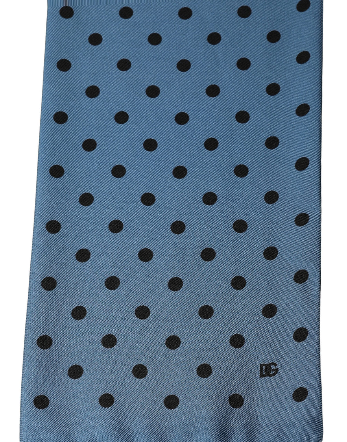 Dolce & Gabbana Blue Polka Dot Silk Fringed Lace Stole Scarf