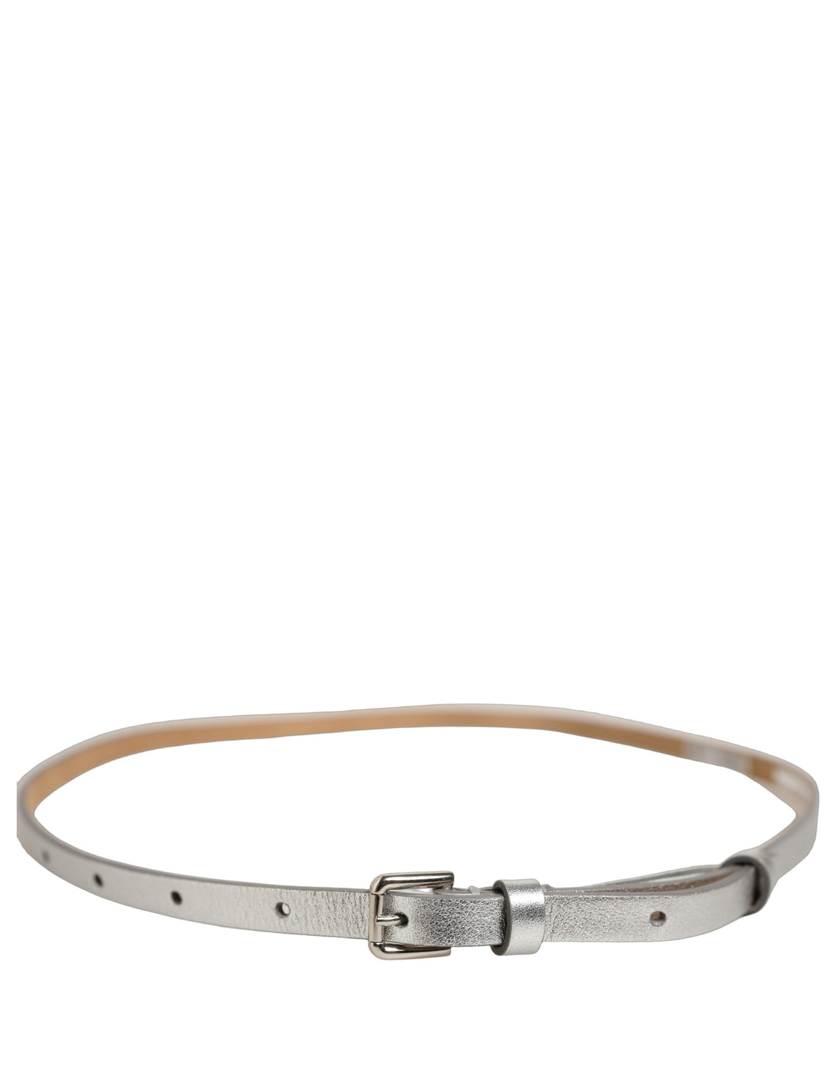 Dolce & Gabbana Metallic Silver Leather Square Buckle Belt