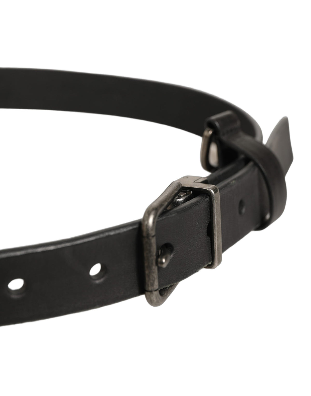 Dolce & Gabbana Black Leather Antique Finish Buckle Belt