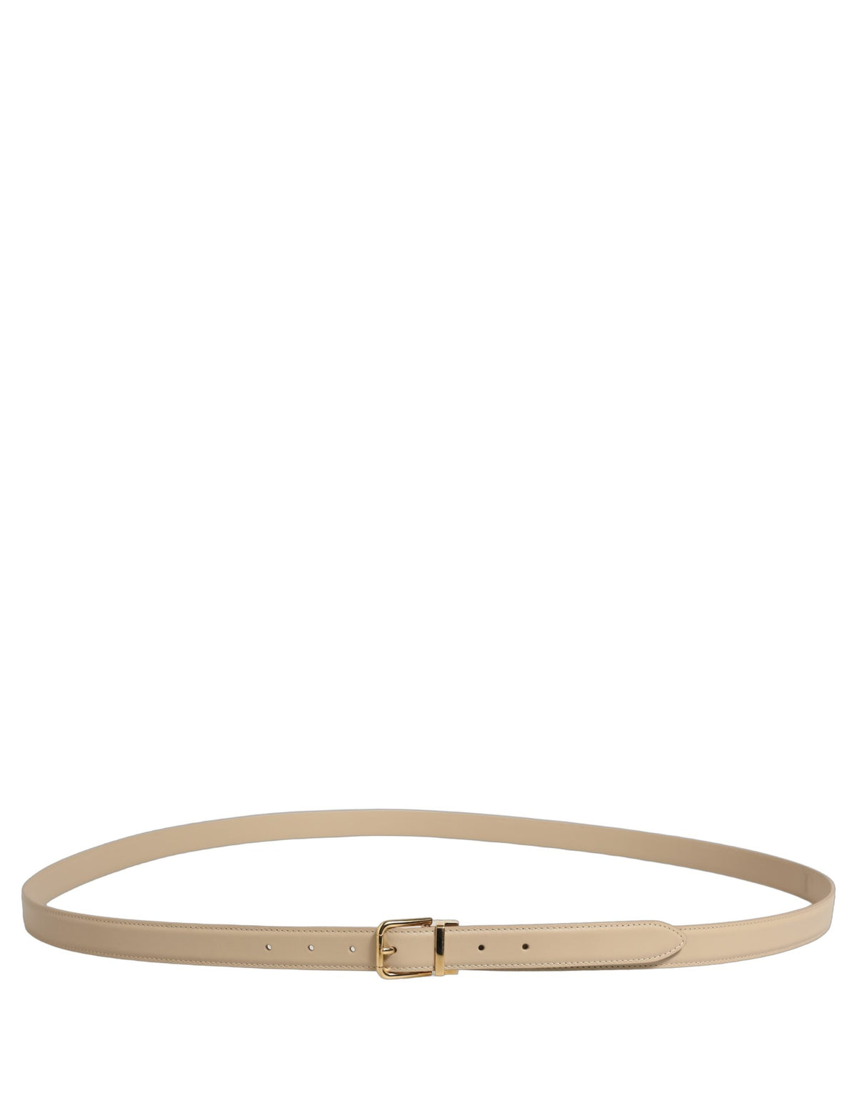 Dolce & Gabbana Beige Leather Double Wrap Gold Buckle Belt