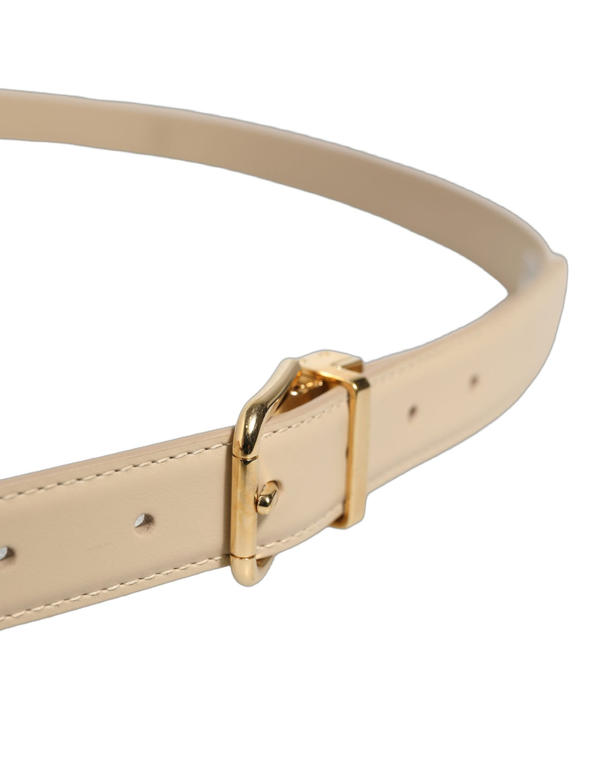 Dolce & Gabbana Beige Leather Double Wrap Gold Buckle Belt