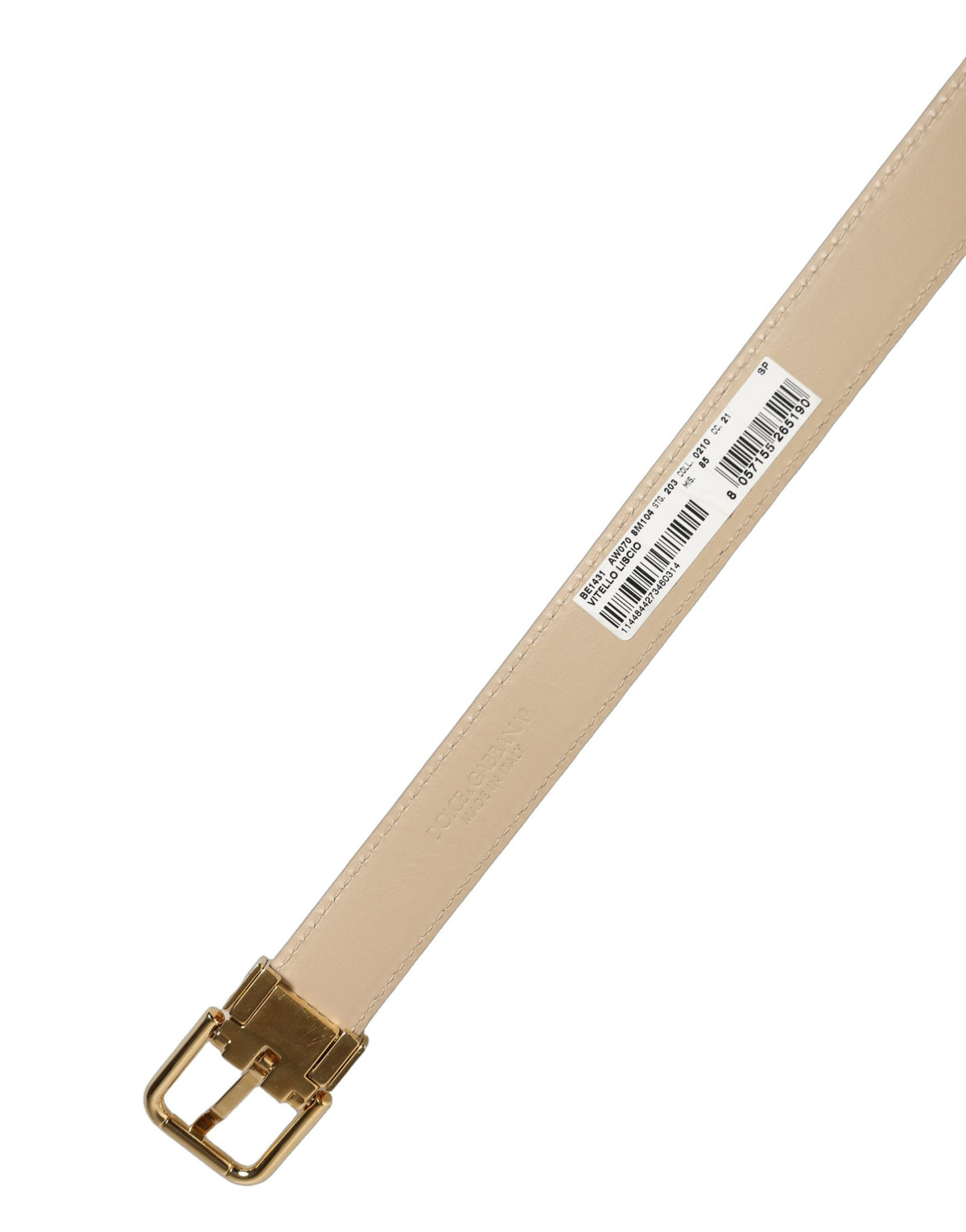 Dolce & Gabbana Beige Leather Double Wrap Gold Buckle Belt