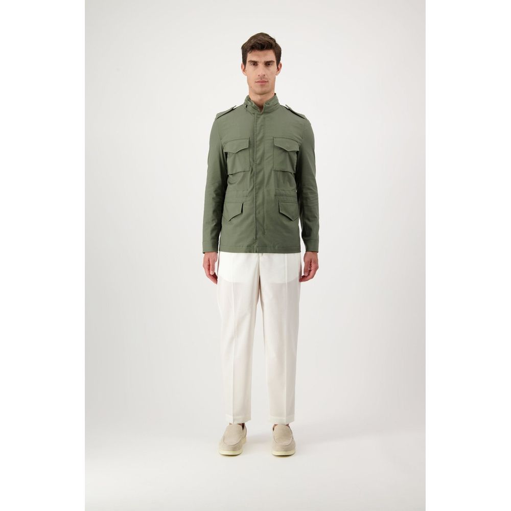 Autore Green Cotton Full-Length Jacket
