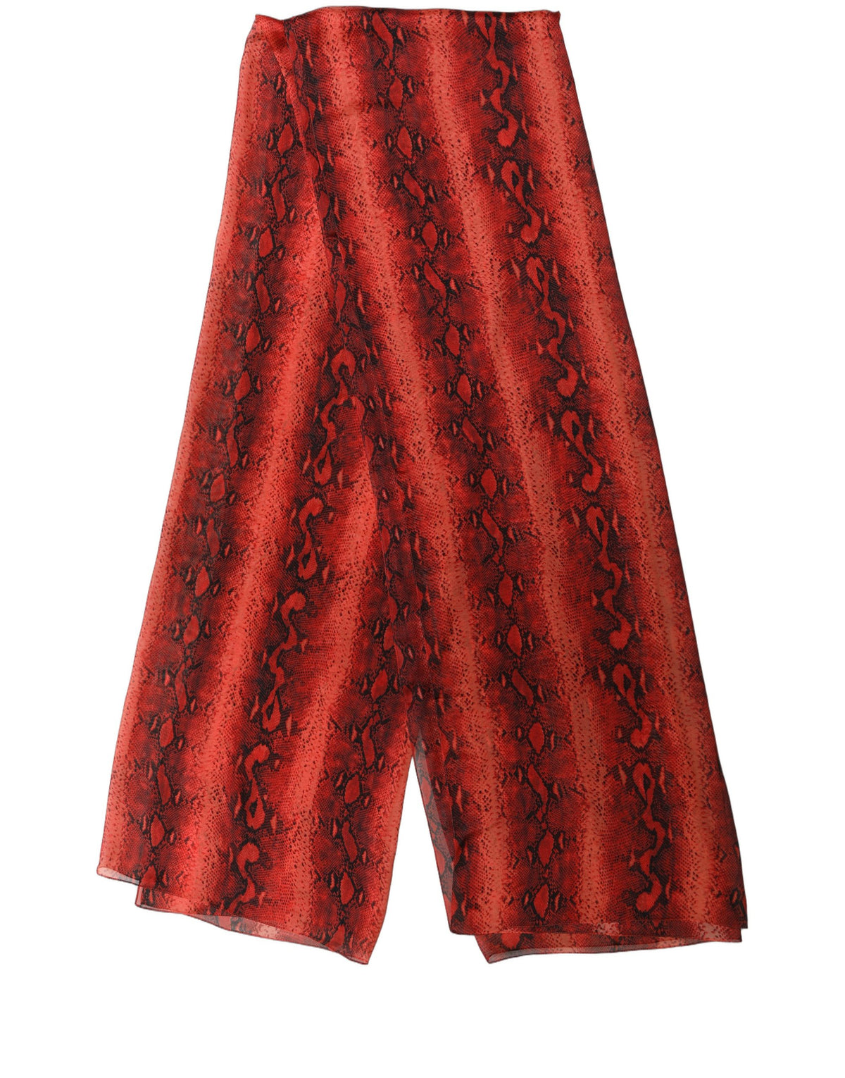Dolce & Gabbana Red Black Printed Silk Sheer Foulard Scarf