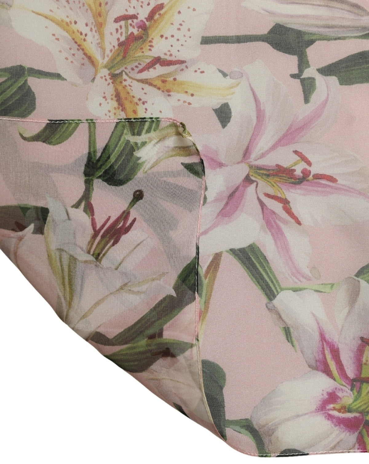 Dolce & Gabbana Pink Silk Floral Chiffon Long Stole Scarf