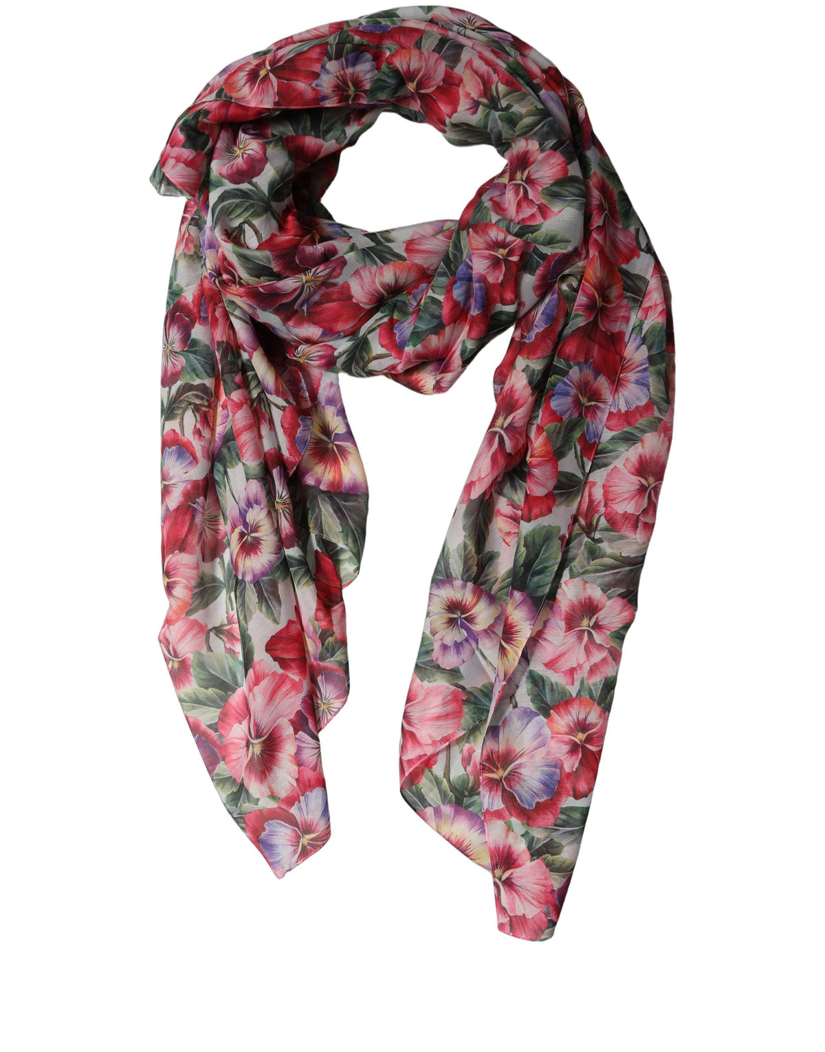 Dolce & Gabbana Multicolor Floral Cotton Lace Stole Scarf