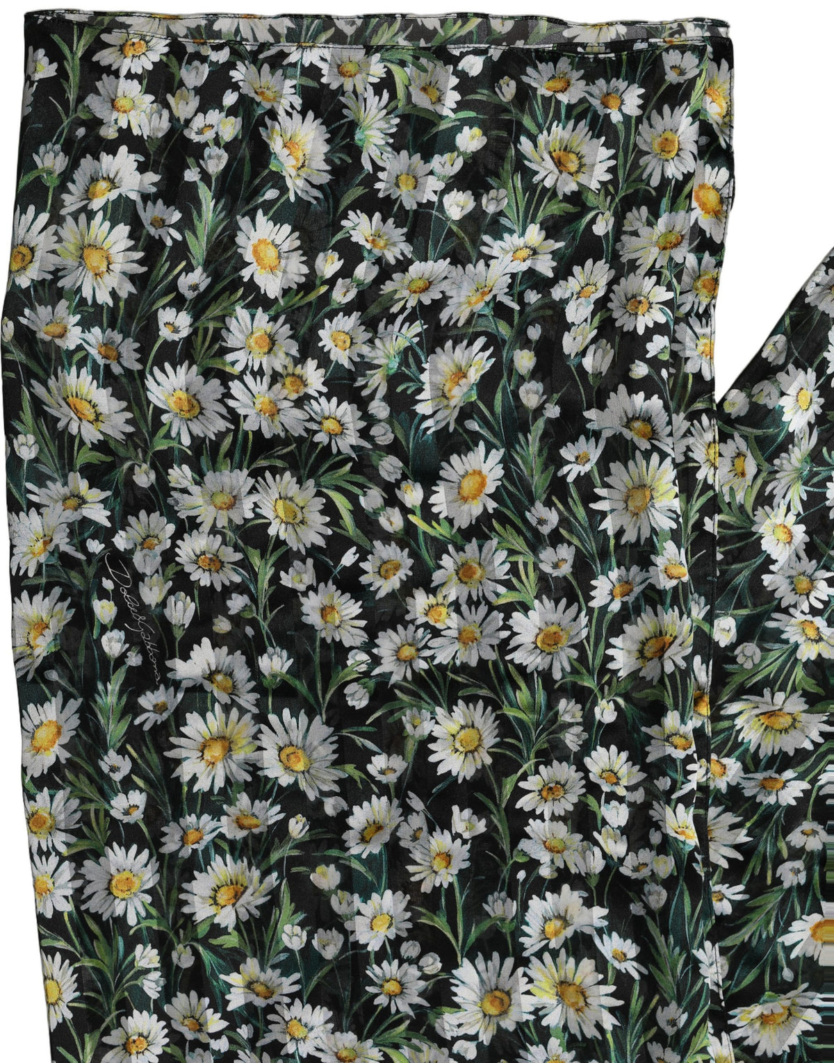 Dolce & Gabbana Black Floral Daisy Square Foulard Scarf