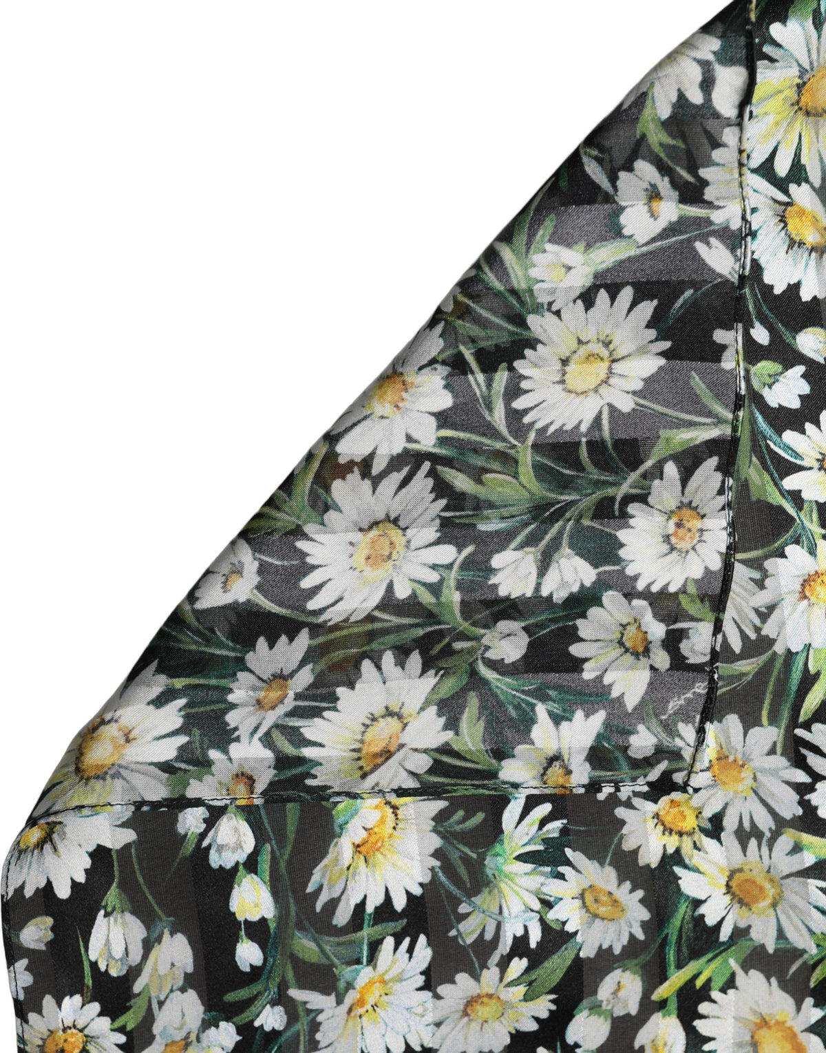 Dolce & Gabbana Black Silk Daisy Chiffon Long Stole Scarf