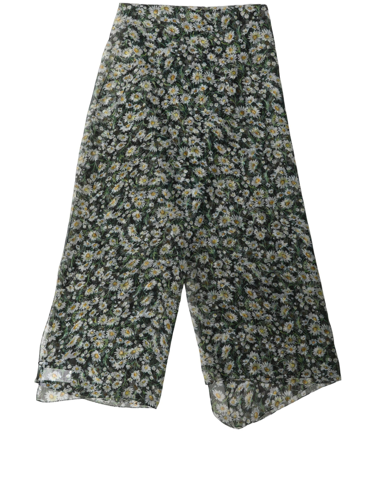 Dolce & Gabbana Black Silk Daisy Chiffon Long Stole Scarf