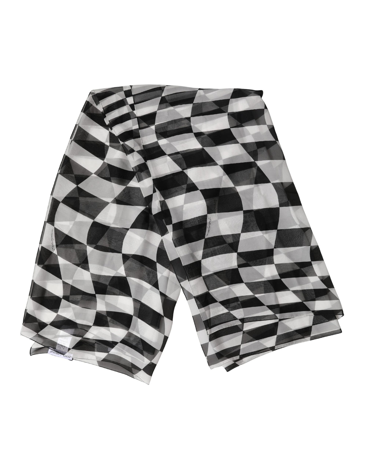 Dolce & Gabbana White Black Checkered Silk Foulard Scarf