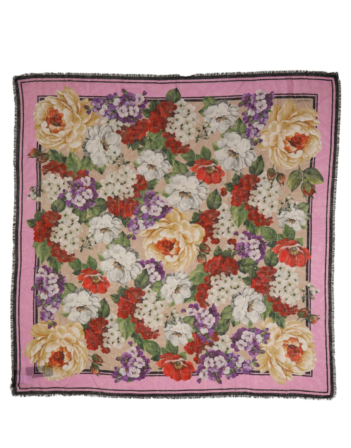 Dolce & Gabbana Multicolor Floral Cashmere Foulard Scarf