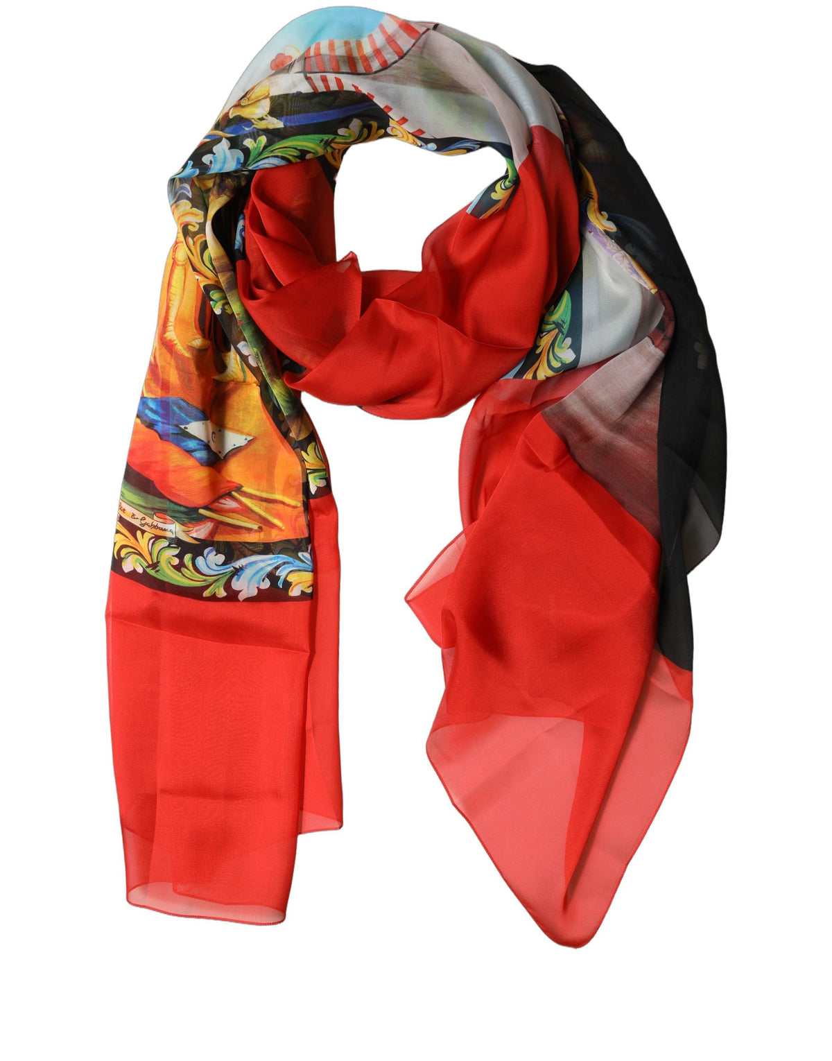 Dolce & Gabbana Multicolor Silk Printed Shawl Stole Scarf