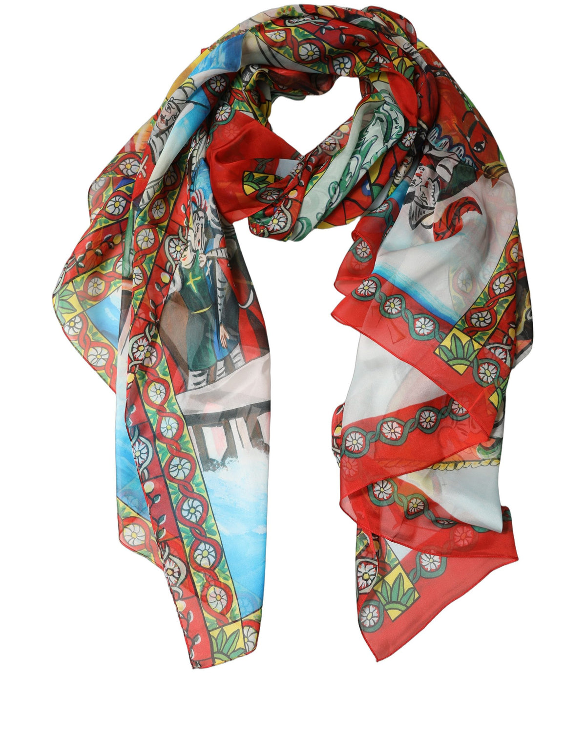 Dolce & Gabbana Multicolor Silk Printed Shawl Stole Scarf