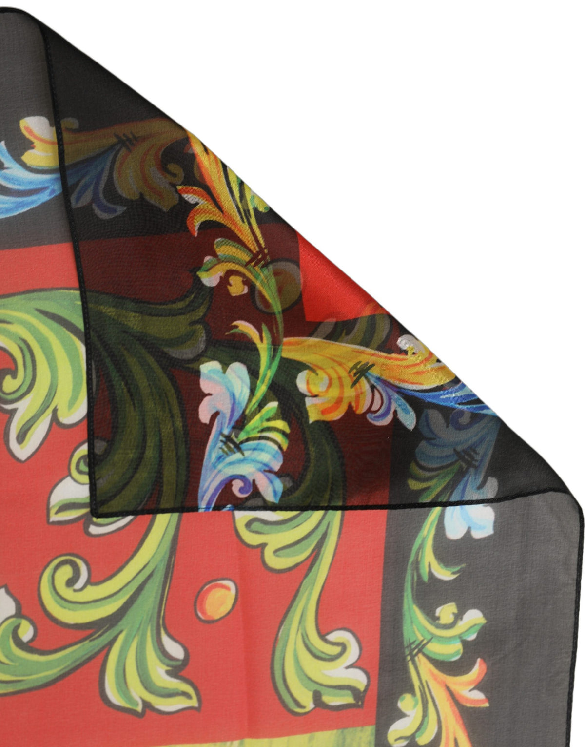 Dolce & Gabbana Dark Gray Silk Scenery Print Foulard Scarf