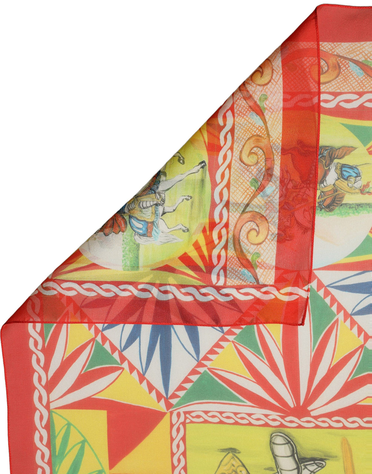 Dolce & Gabbana Multicolor Silk Carretto Print Foulard Scarf