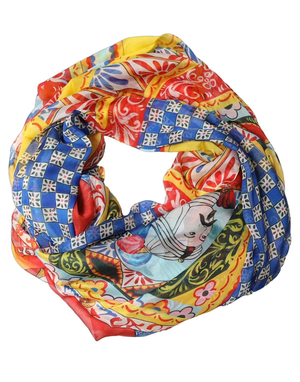 Dolce & Gabbana Multicolor Silk Carretto Shawl Stole Scarf