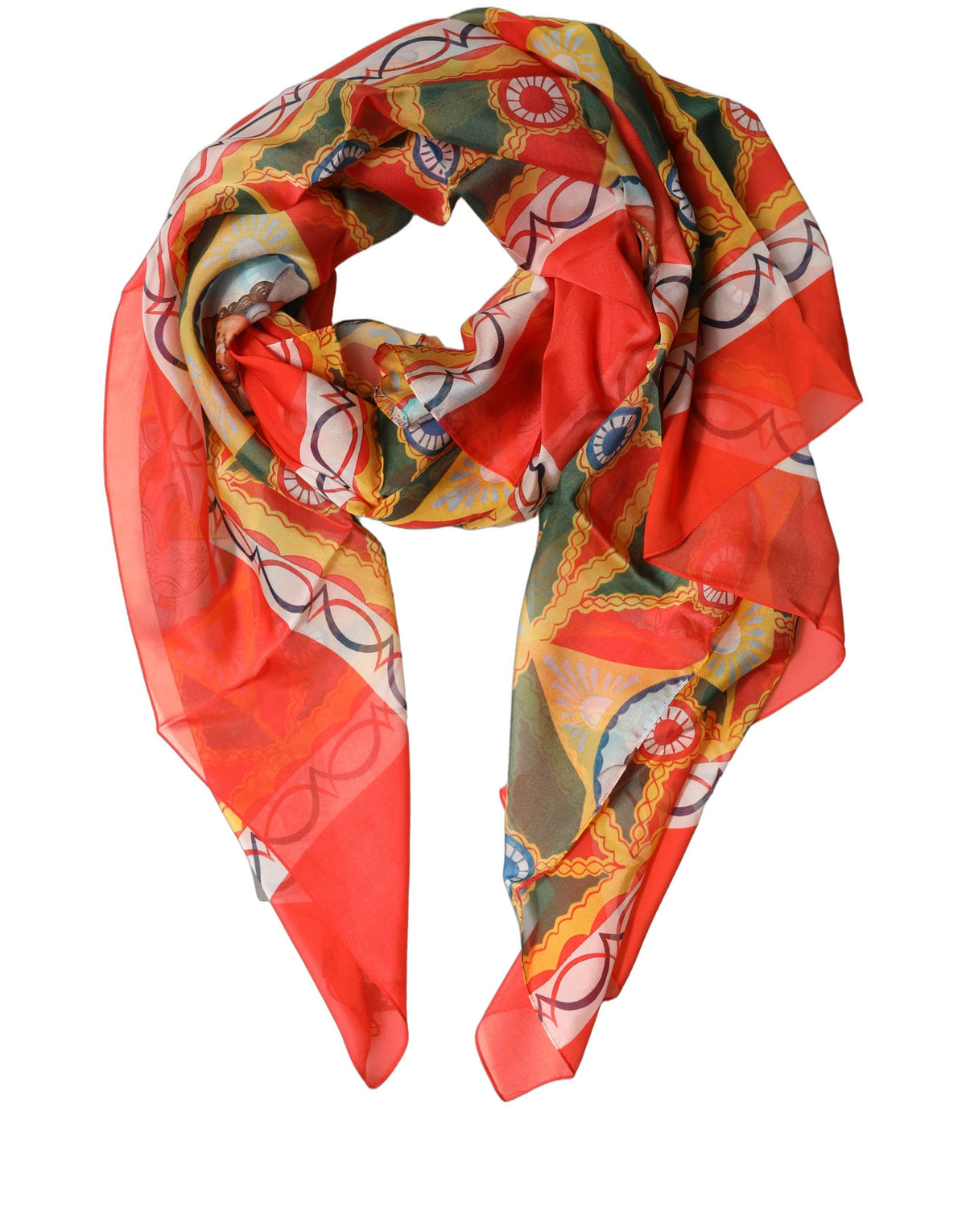 Dolce & Gabbana Multicolor Silk Printed Shawl Stole Scarf