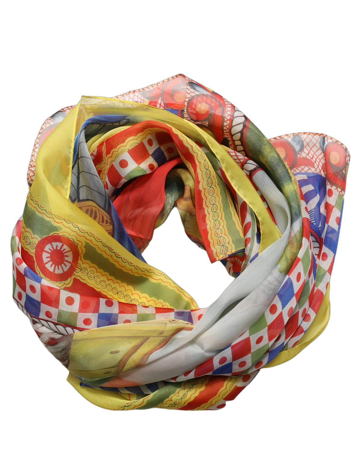 Dolce & Gabbana Multicolor Silk Carretto Foulard Scarf