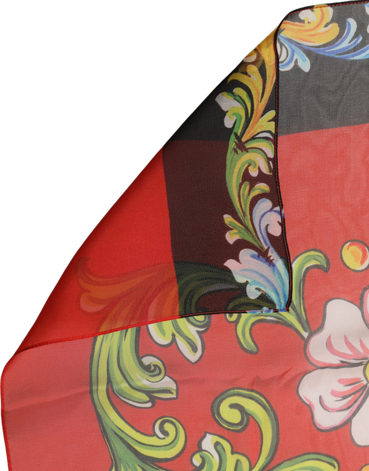 Dolce & Gabbana Multicolor Floral Silk Shawl Stole Scarf