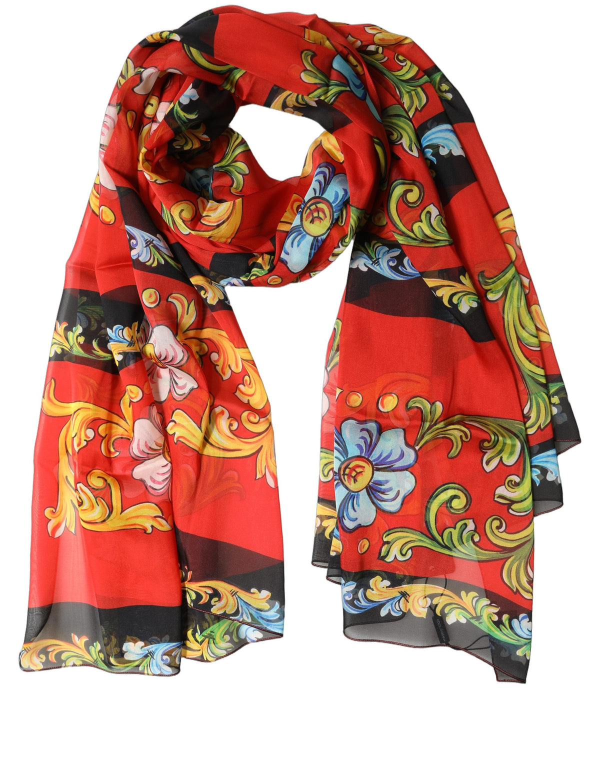 Dolce & Gabbana Multicolor Floral Silk Shawl Stole Scarf