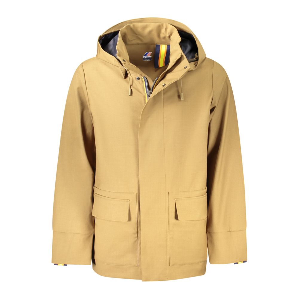 K-WAY Brown Wool Men's Trench Coat
