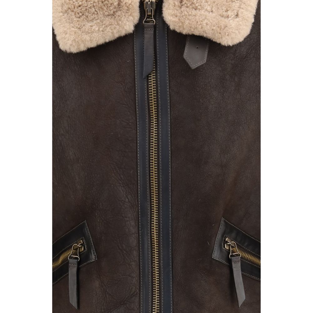 Belstaff Brown Lamb Leather Full-Length Jacket