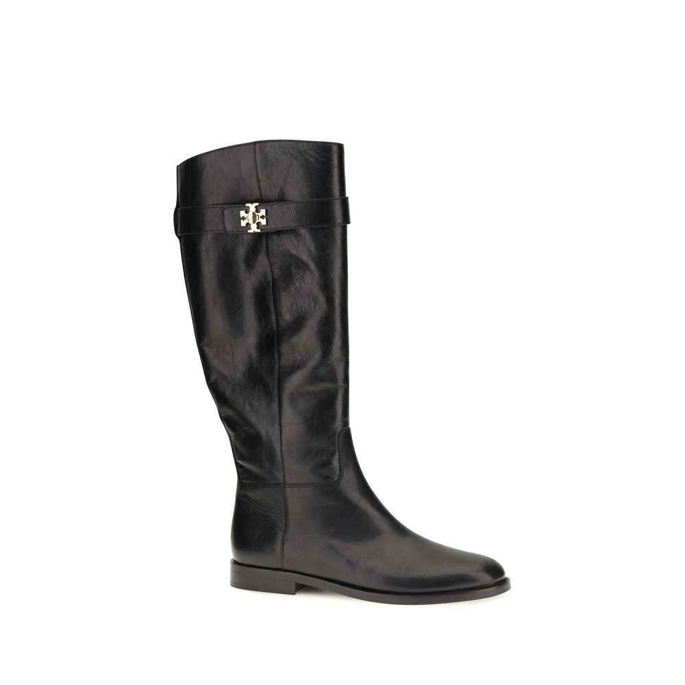 Tory Burch Black Calf Leather Bos Taurus Lace-Up Boots