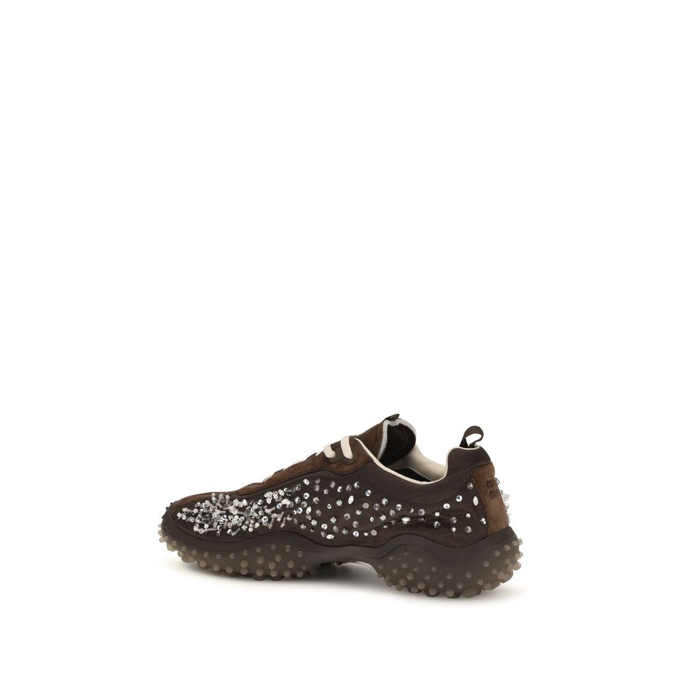 Miu Miu Brown Suede Leather Sneakers