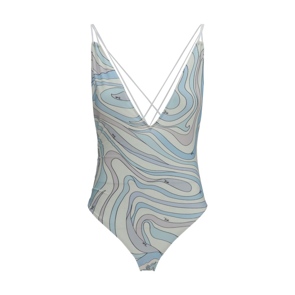 Emilio Pucci Blue Polyamide One-Piece Swimsuit