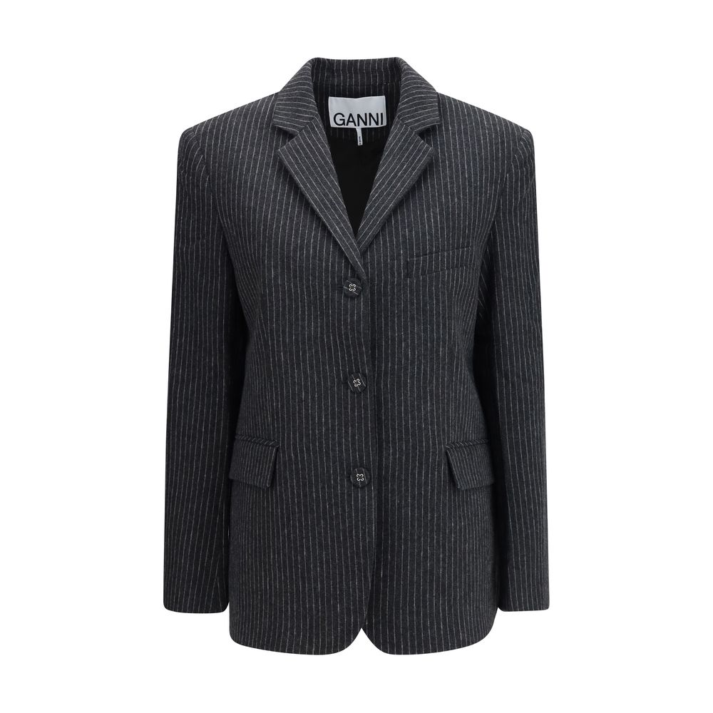 Ganni Gray Wool Oves Aries Blazer