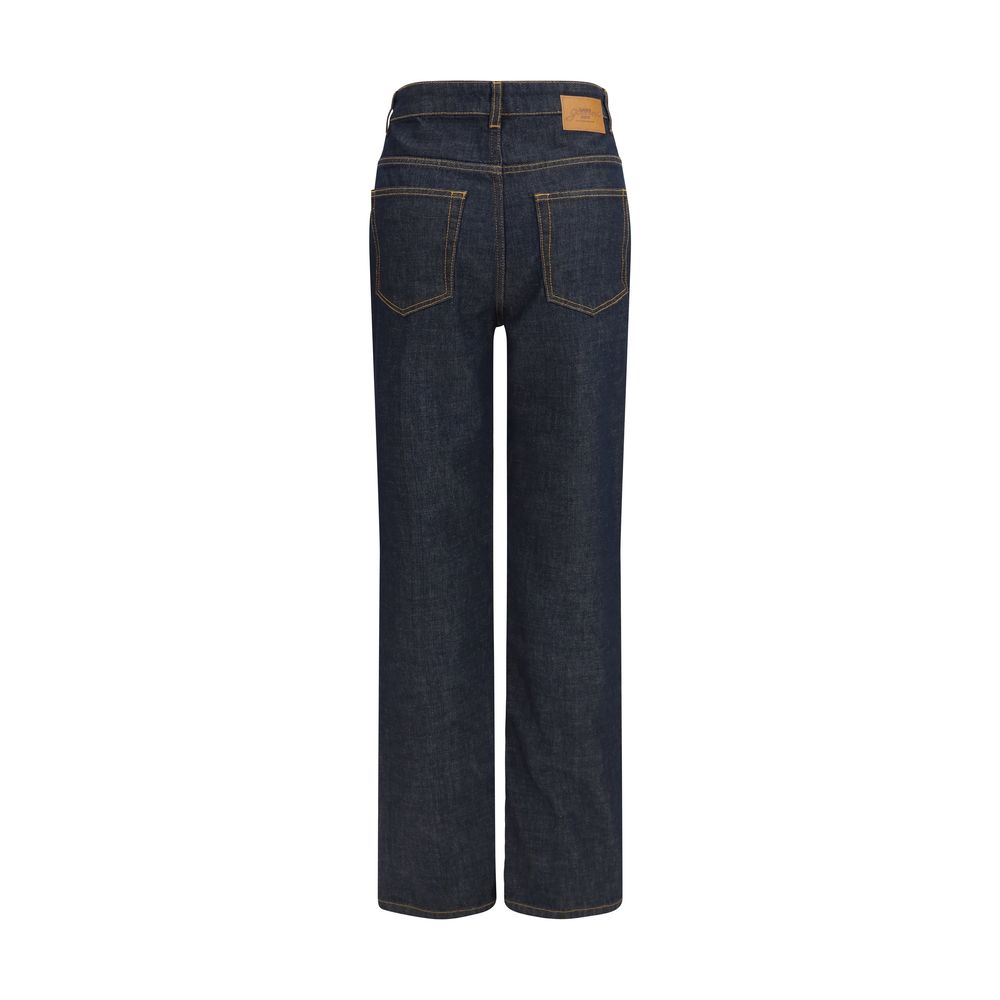 Ganni Blue Cotton Straight-Leg Jeans