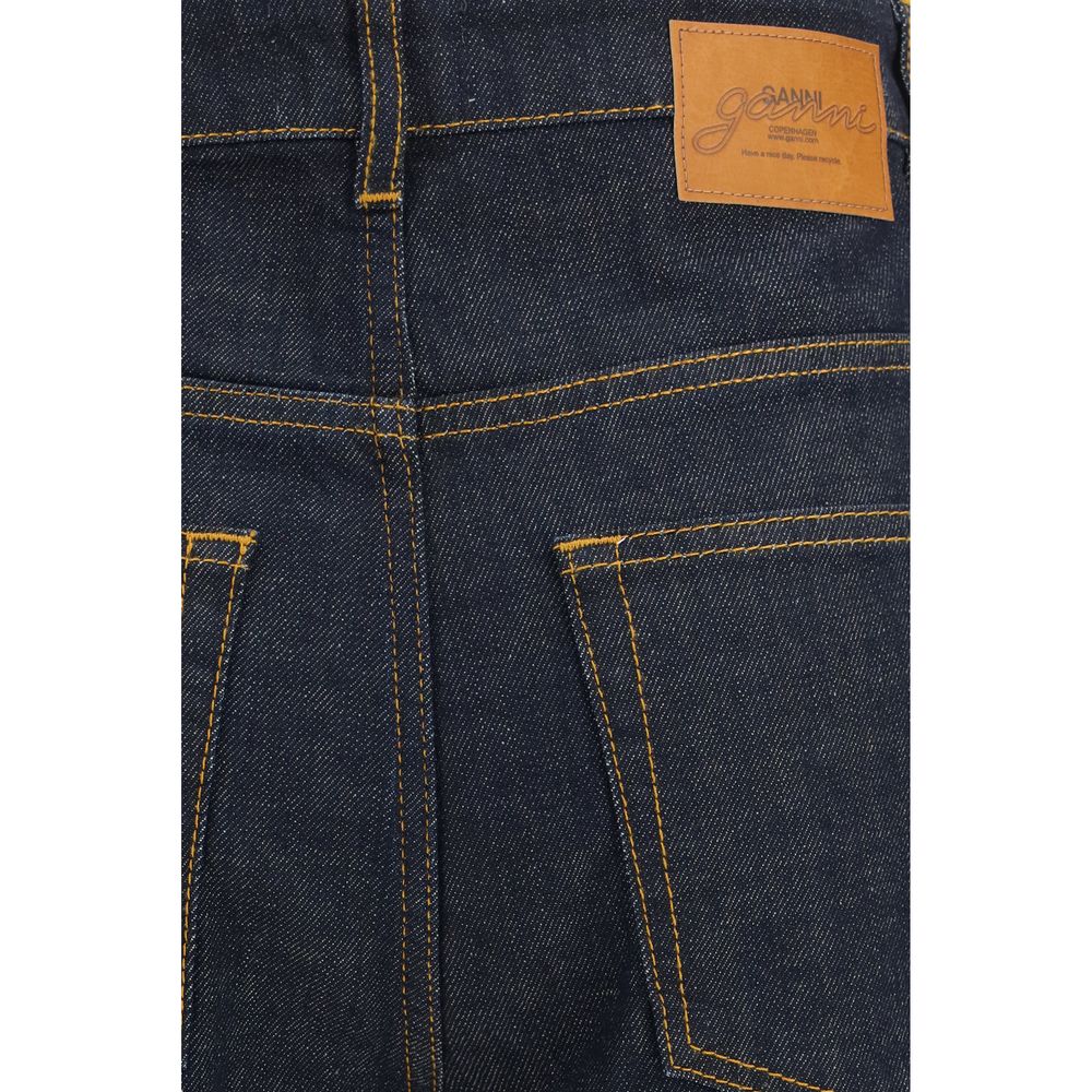 Ganni Blue Cotton Straight-Leg Jeans