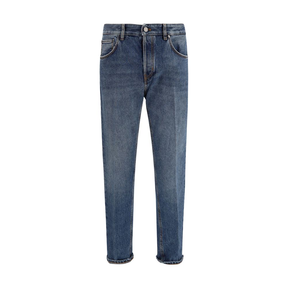 PT Torino Blue Cotton Straight-Leg Jeans
