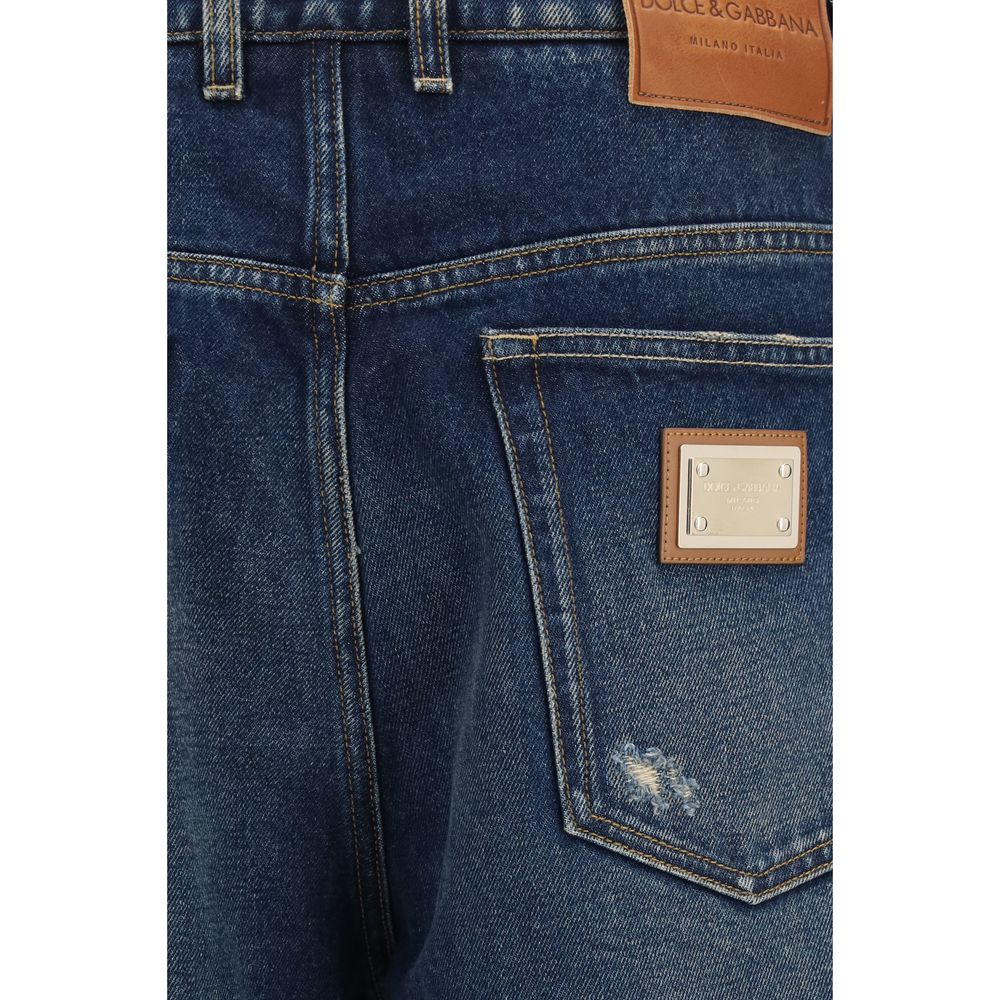 Dolce & Gabbana Blue Cotton Relaxed Fit Jeans