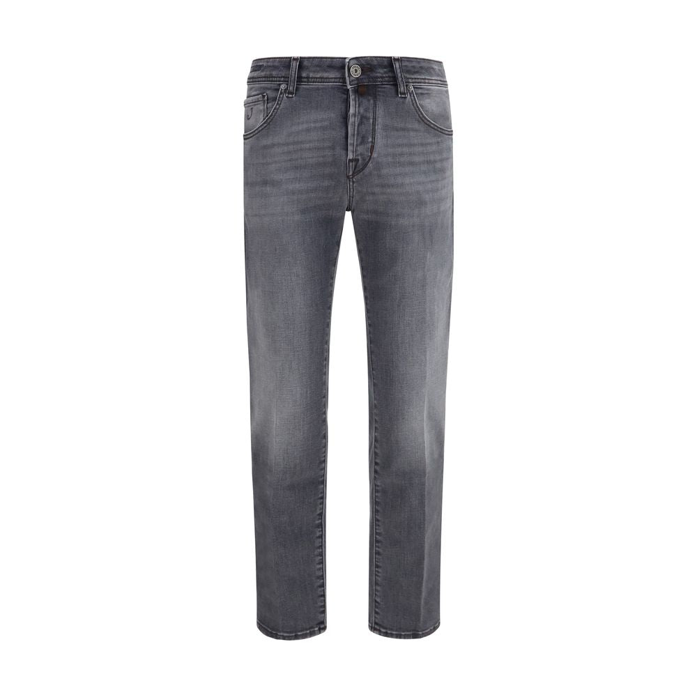 Jacob Cohen Gray Cotton Straight-Leg Jeans