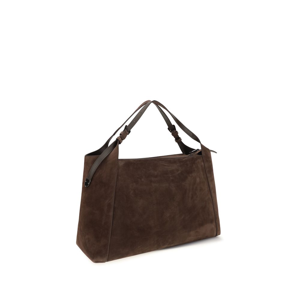 Brunello Cucinelli Brown Suede Leather Handbag