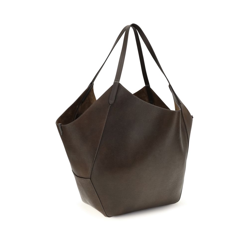 Brunello Cucinelli Brown Calf Leather Bos Taurus Handbag