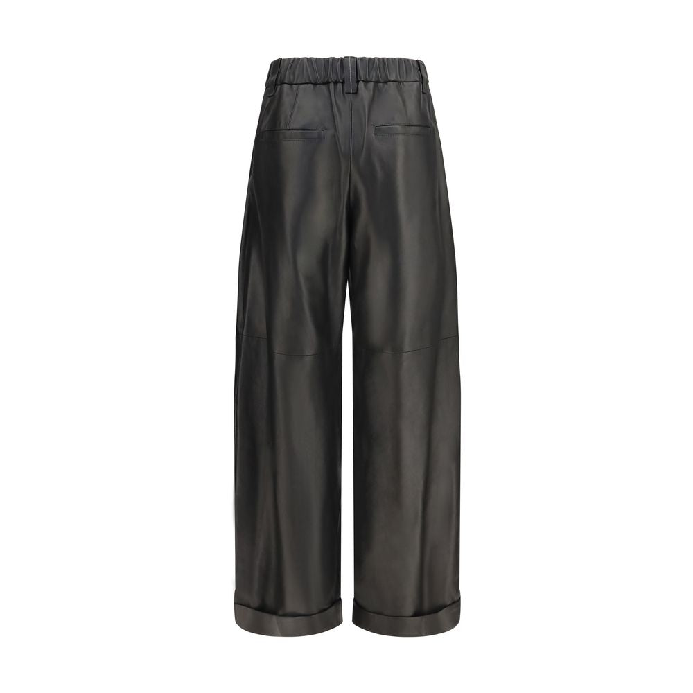 Brunello Cucinelli Black Leather Pants