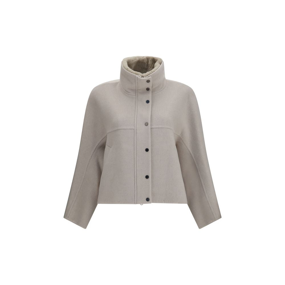 Brunello Cucinelli White Wool Oves Aries Coat