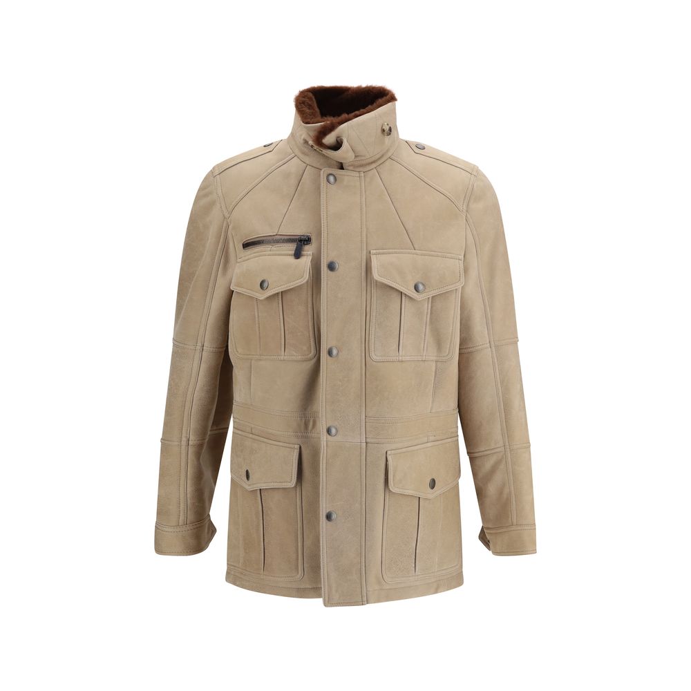 Brunello Cucinelli Beige Lambskin Full-Length Jacket