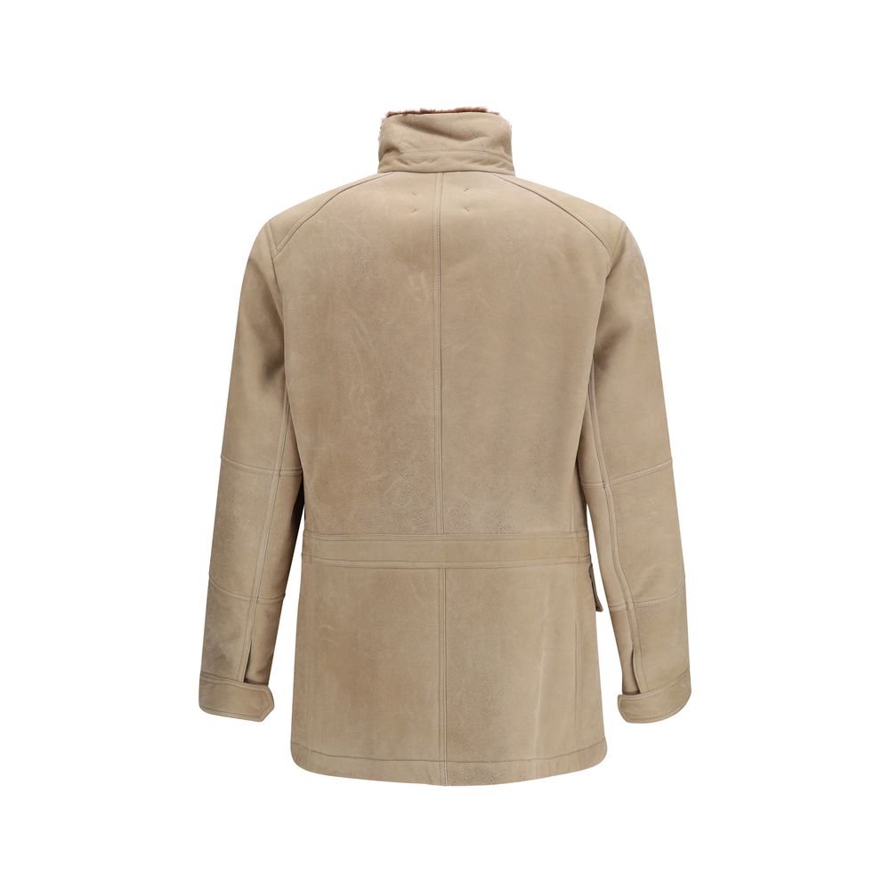 Brunello Cucinelli Beige Lambskin Full-Length Jacket