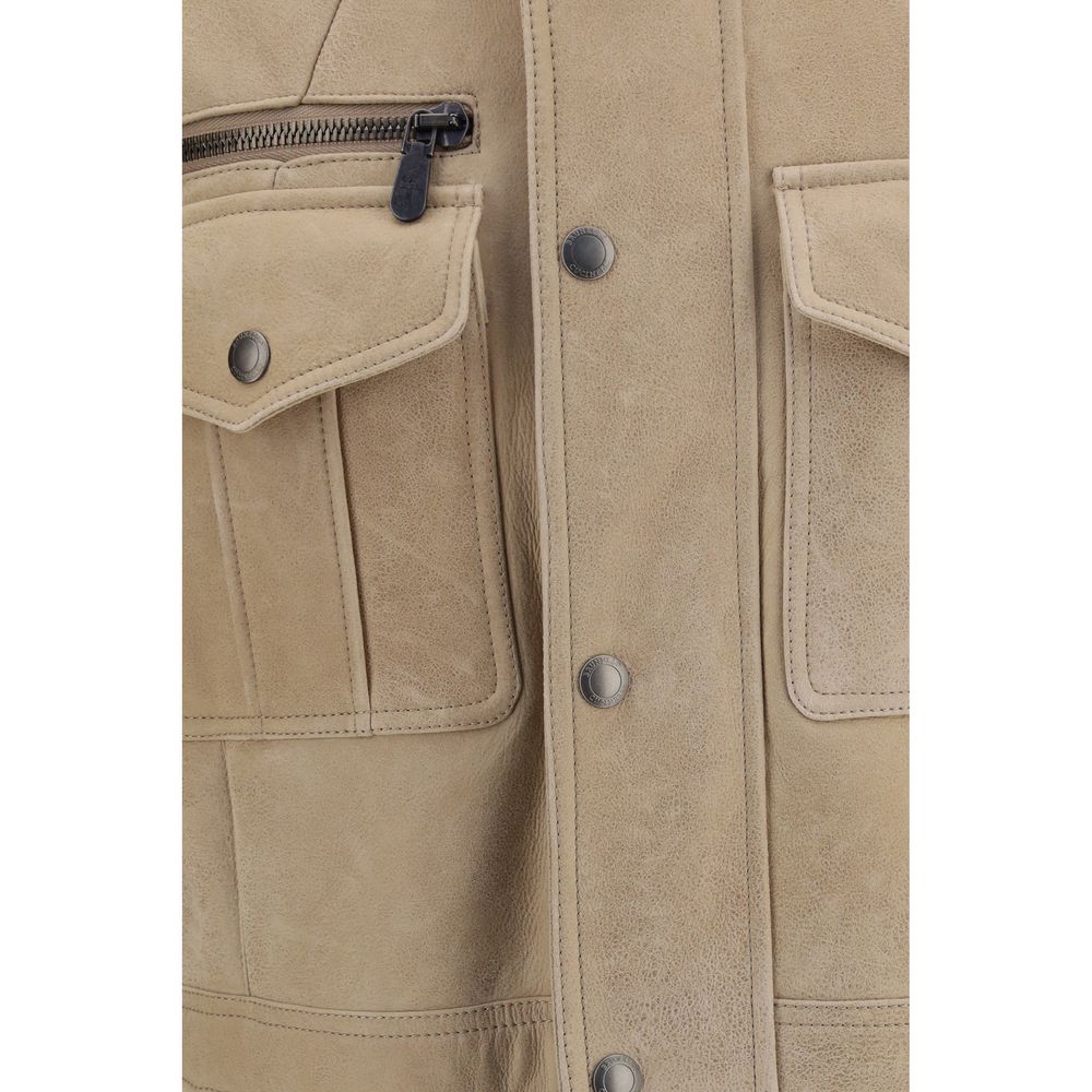 Brunello Cucinelli Beige Lambskin Full-Length Jacket